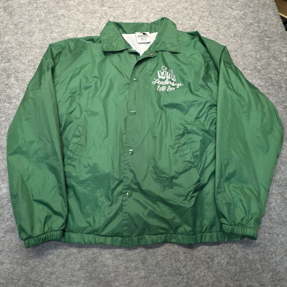 Augusta Sportswear Coach Jacket Men M Leadership Graphic Nylon Green Solid